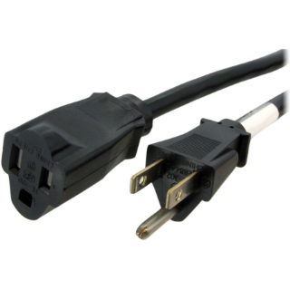 Picture of StarTech.com 3ft (1m) Power Extension Cord, NEMA5-15R to NEMA5-15P Black Extension Cord, 13A 125V, 16AWG, Computer Power Extension Cable