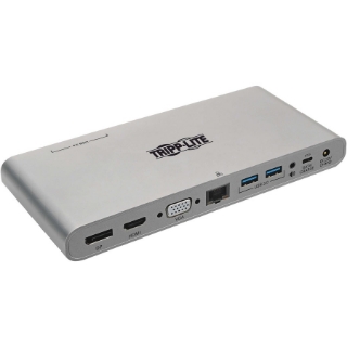 Picture of Tripp Lite USB C Docking Station w/ USB A/C Hub, HDMI, VGA, DisplayPort, Gbe, 100W PD Charging 4K@30Hz Thunderbolt 3, USB Type C, USB-C, USB Type-C