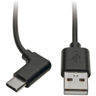 Picture of Tripp Lite USB 2.0 Hi-Speed Cable A to USB Type C USB C M/M Right-Angle 3ft 3'