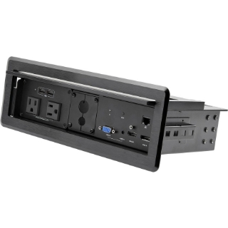 Picture of StarTech.com Conference Table Box for AV Connectivity & Charging, 4K HDMI/DP or VGA, GbE, Audio, Power Center w/ 2x USB & 2x UL AC Outlets