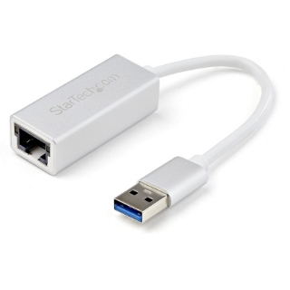 Picture of StarTech.com USB 3.0 to Gigabit Network Adapter - Silver - Sleek Aluminum Design Ideal for MacBook, Chromebook or Tablet