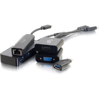 Picture of C2G USB-C to HDMI, VGA, Ethernet, or USB-A Essential Adapter Kit